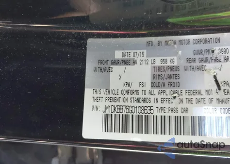 2016 Mazda Cx-3 Sport из США, поврежденный, VIN JM1DKBB76G0108635